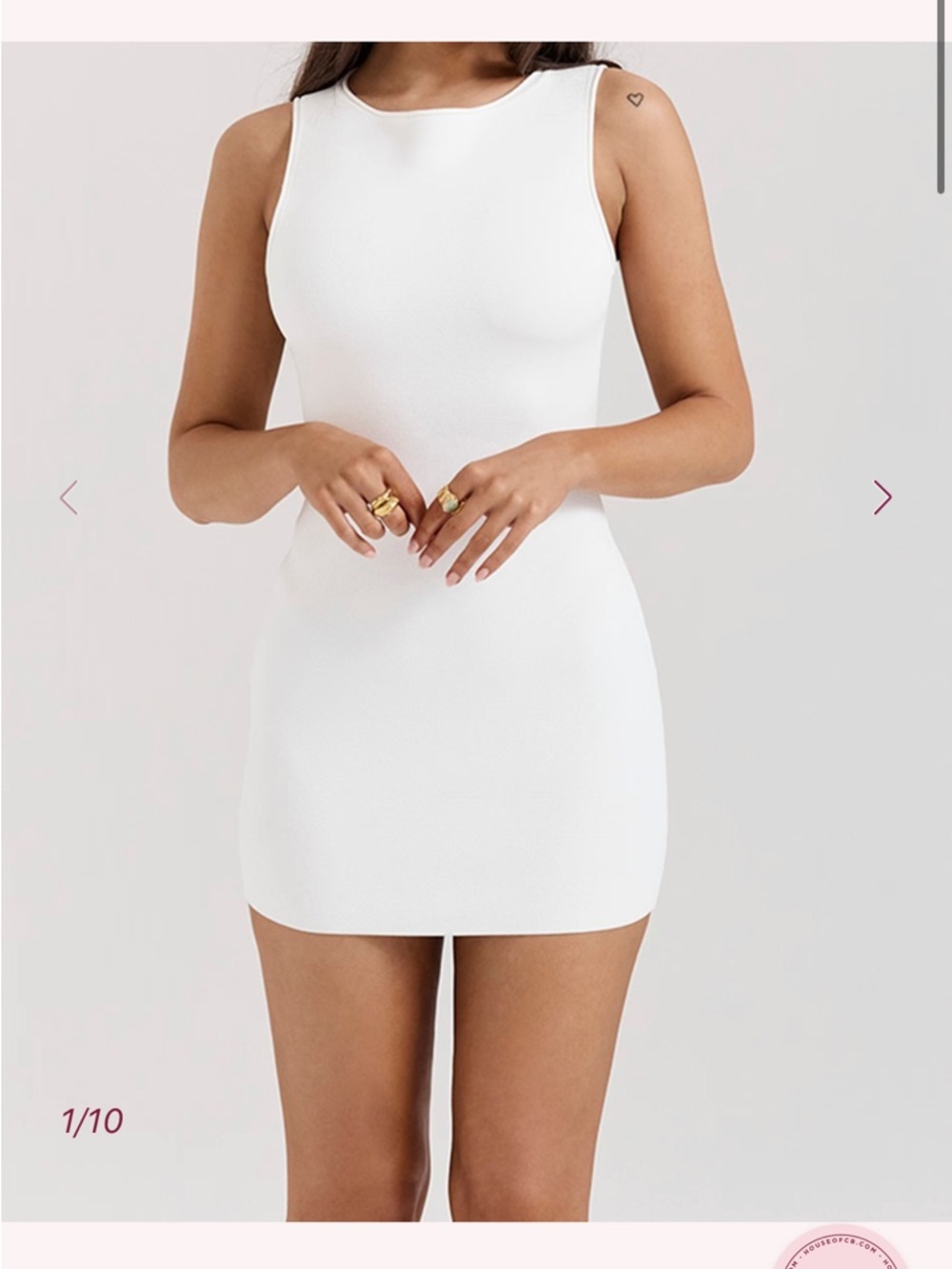 House of CB Laguna White Stretch Knit Mini Dress Size S
